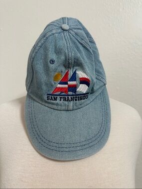 Vintage San Francisco Embroidered Sailboat Denim Baseball Cap